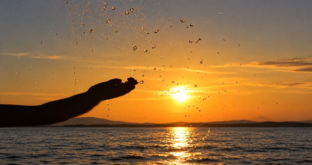 Sunset over the water
